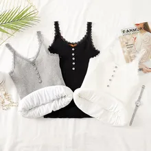 Утолщенный бархатный женский кружевной лоскутный Топ на пуговицах, однотонный тонкий мягкий хлопковый топ, повседневный спортивный женский топ на бретелях Encaje Mujer