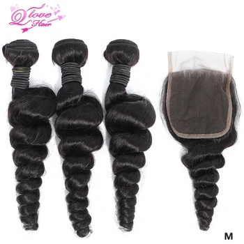 

Loose Wave Bundles With Closure Brazilian Hair Weave Bundles Hair Vendors Wholesale Bundles Non-Remy 3 Bundles With Closure