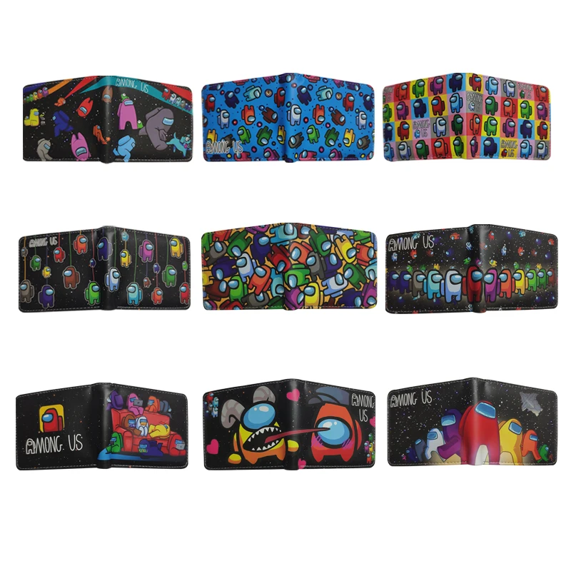 

New Among Us Mens Wallet Leather PU Bifold Short Wallets Men Hasp Vintage Male Purse Coin Pouch Multi-functional Cards Wallet