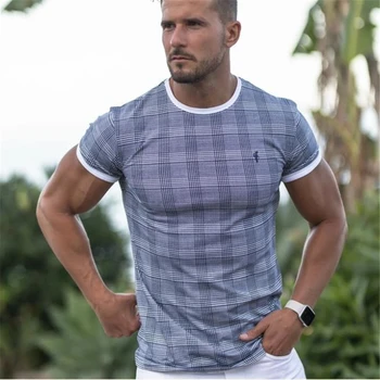 

Short sleeve T-shirt Mens Gyms Fitness Bodybuilding Superelastic Skinny Male Joggers Workout Tee Tops Crossfit Hip-hop NPD13