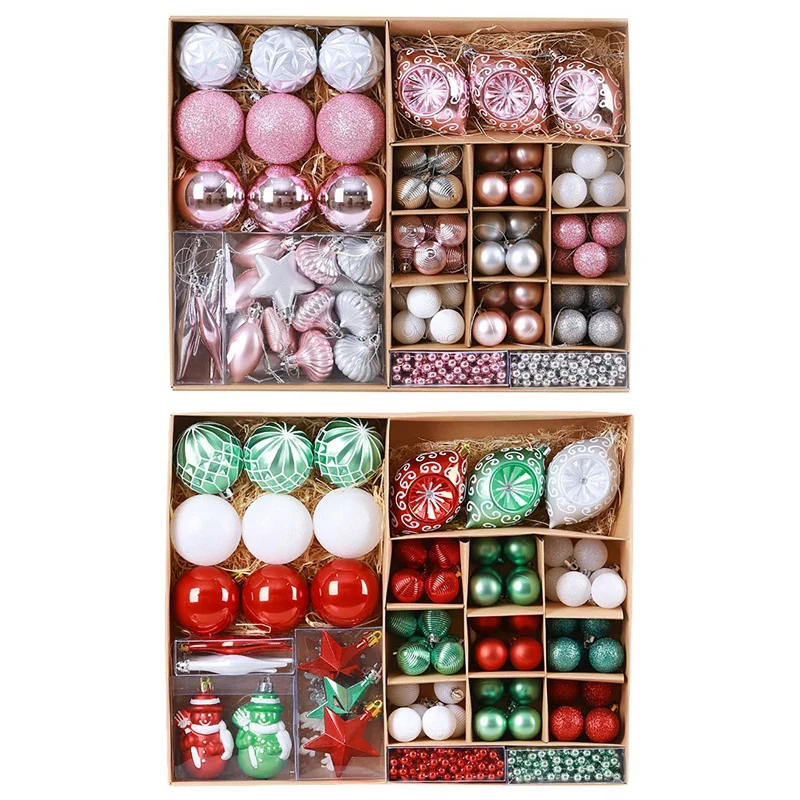 90Pcs Christmas Tree Decoration Simulation Christmas Decorative Pendant Christmas New Year Decorations for Home Decor