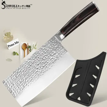 

Forging Anti-Stick Stainless Steel Chef Knife 7 inch Sharp Cleaver Chopper Nakiri Chinese Kitchen Knife Gift Knife Cover Sheath