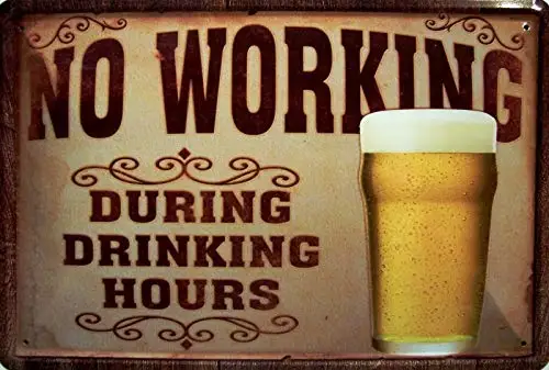 Drinking Hours Theme Metal Tin Sign 8x12 Inch Home Kitchen Travel Decor Retro Tin Sign vintage retro metal tin sign eagle wall decoration kitchen decor garage novelty retro metal tin sign 8x12 inch