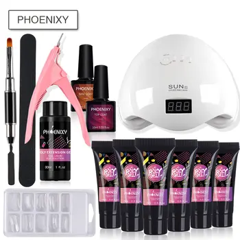 

Polygel Nail Kit Lamp For Nail 48w 15ML Builder Gel Crystal Jelly Gel Extend Slip Solution Nail Extension Kit Manicure Set