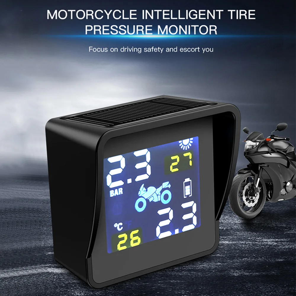 TPMS сигнализация давления в шинах Солнечная энергия шины для мотоцикла система контроля давления Новая беспроводная 2 шт. датчик