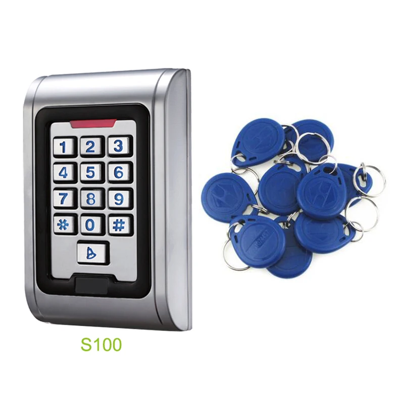 

S100EM RFID Reader Standalone Metal Wired Keypad Waterproof Gate Opener with ID tags optional