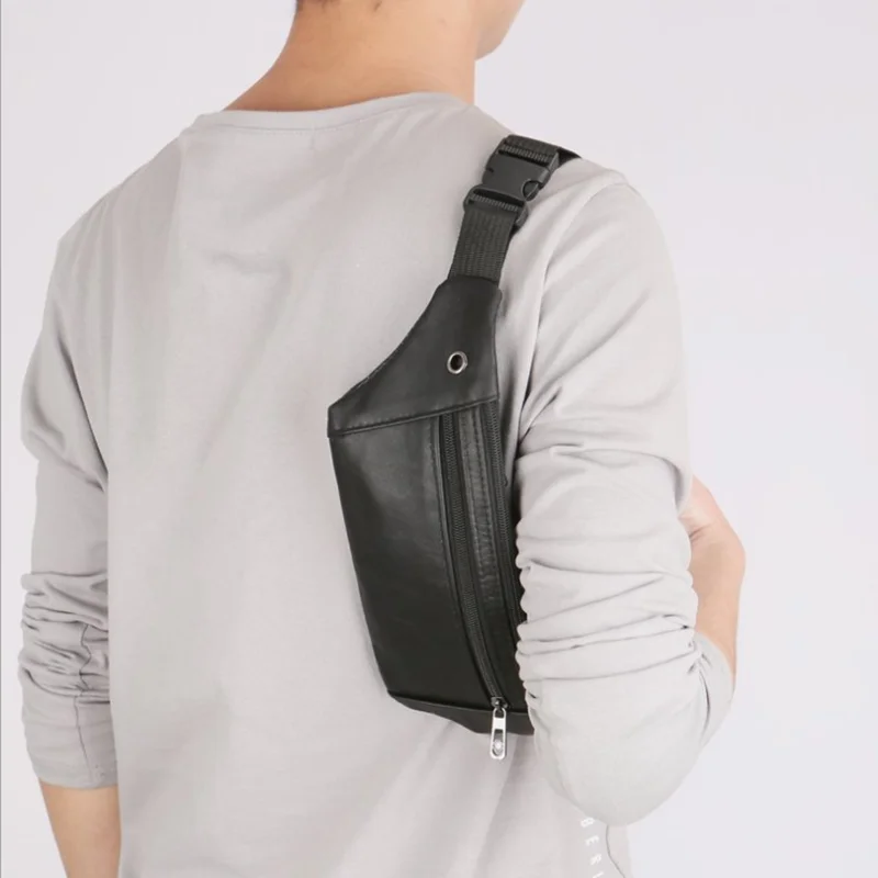 

Fashion Useful High Quality Waist Pack Men PU Leather Belt Bum Waist Pouch Fanny Pack Crossbody Shoulder Sport Zip Bag