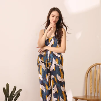 

JULY'S SYJJF Plus Size Women's Pajamas Sets Elegant Sexy Sleeveless Slings Pants Homewear Soft Casual Animal Print Sleepwear