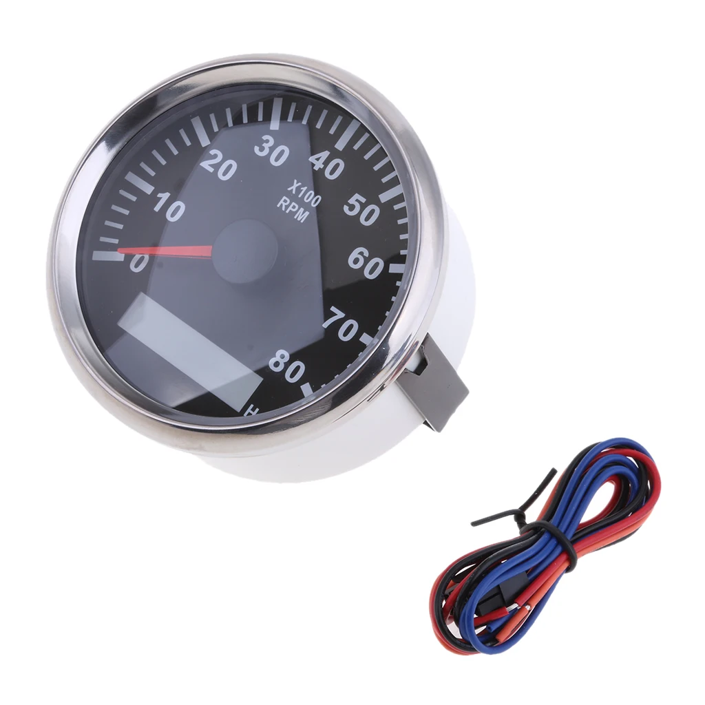 85mm Marine Boat Tachometer Car Truck Tacho Gauge w/ Hour Meter 8000RPM #1