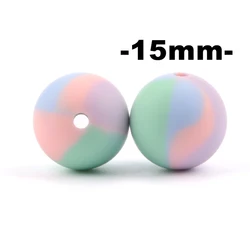 Set of 100 Round Silicone Beads - 15mm, Food Grade, BPA - Free, for DIY Jewelry and Crafting Accessories (Tie dye)