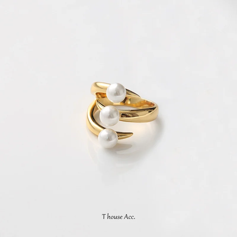 Дизайн чувство личности темперамент когти инкрустированные жемчугом кольцо Супер огонь кольцо