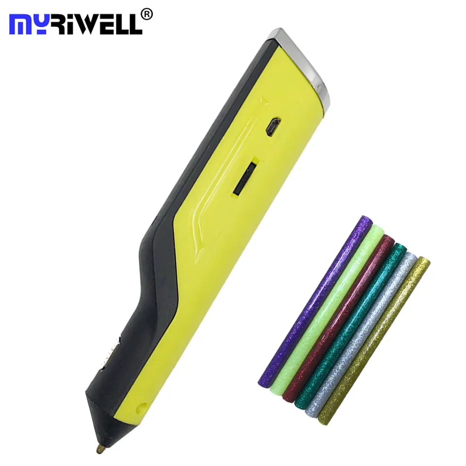 

Myriwell Hot Melt 3D Pen Replace Glue Gun Doodler Magic 3 D printed Pen USB Charging Using Hot Clear Adhesive Stick For Creative