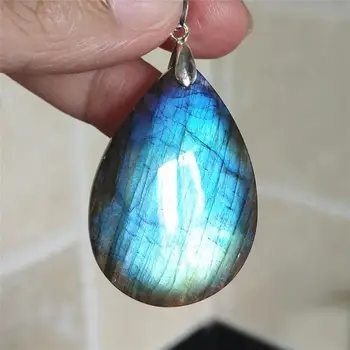 

Genuine Natural Strong Blue Light Labradorite Women Men Pendant 41x29x8mm Water Drop Necklace Jewelry Fashion stone AAAAA