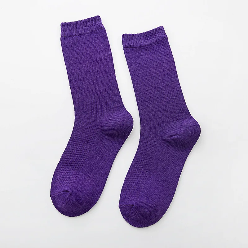 Bas,Chaussettes Rétro En Coton Pour Femmes, 3 Paires, Harajuku, Tube, Coréen Violet, Bleu, Jaune