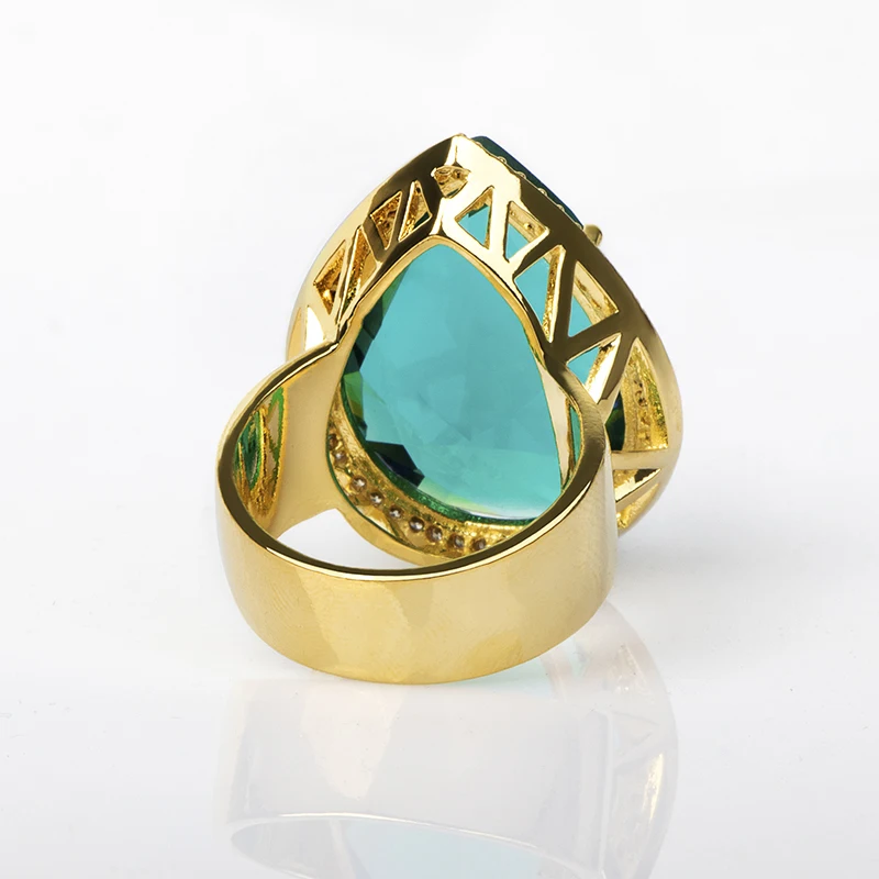Luxury Design Silver 925 Jewelry Gemstones Ring for Women Large Water Drop Shaped Emerald Party Banquet Female Gift silver ring,silver rings,gemstone ring,emerald gemstone ring