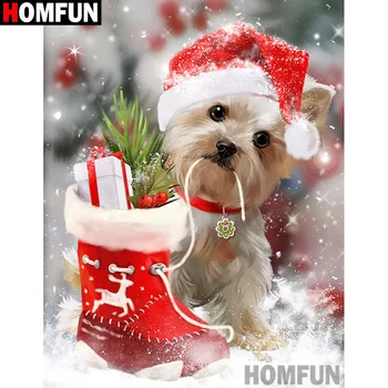 

HOMFUN Full Diamond Embroidery Diy 5D Diamond Painting Cross Stitch "Animal dog gift" Full Drill Home Room Decor A00115