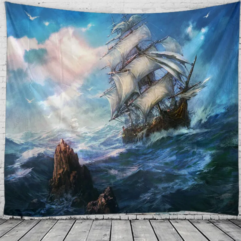 

3D Printing Seascape Tapestry Wall Hanging Bed Spread Beach Towel Table Cloth Yoga Mat Happy New Year 2021 3D Mat large size