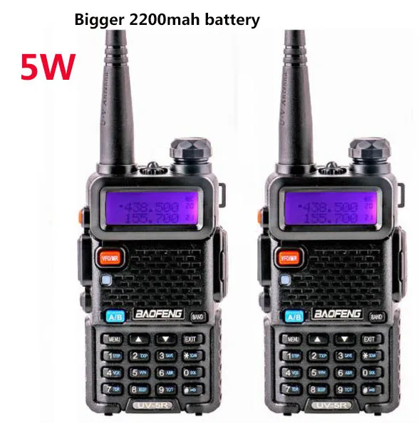2 шт Handy 8 Вт BaoFeng UV-5R de 10 км охотничья рация дальний радиосвязь comunicador profissional FM uv 5r+ двухсторонняя радиоприемная рация ham - Color: 2pcs 5W baofeng