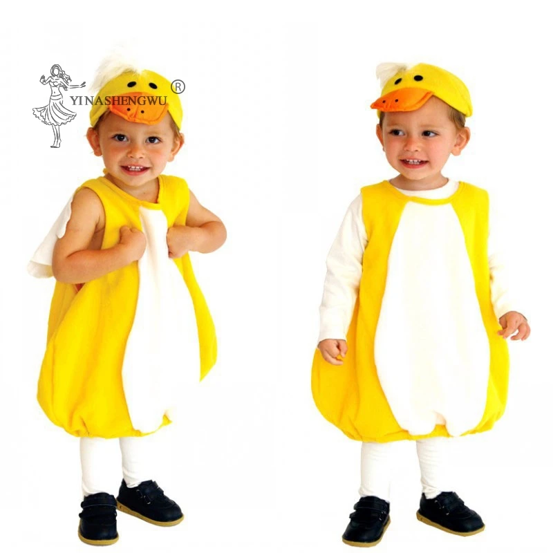 Animal Dress Up Little Duck Costume Baby Child Suits Cosplay Costume Children Kids Jumpsuits Sets Halloween Performance Clothes