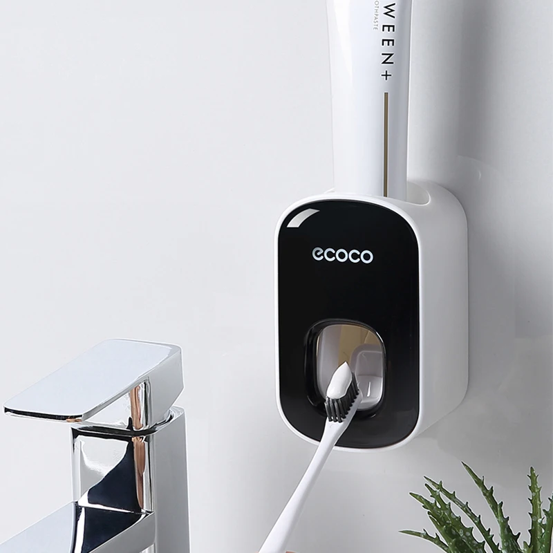 Bathroom Accessories Set Automatic Toothpaste Dispenser Wall Mount Toothbrush Squeezer
