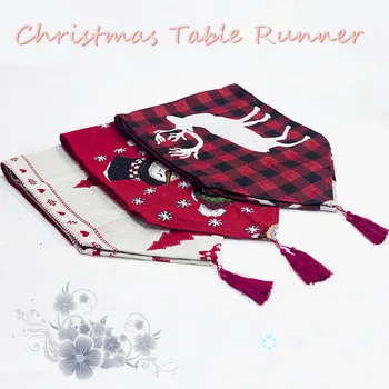 

Christmas Table Runner Polyester Print Table Desktop Party Dinner Non-slip Table Runner Tablecloths Home Festival Decoration
