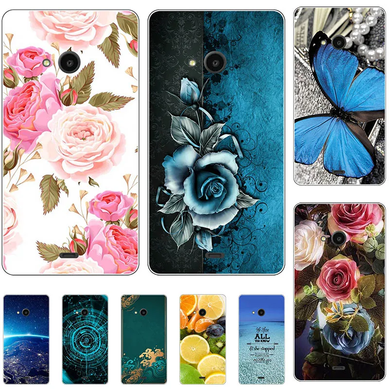 Fashion Flower Case For Nokia Lumia 535 Cover Microsoft 540 550 Soft Silicone Cat Printing Capa Back Coque | Мобильные телефоны и