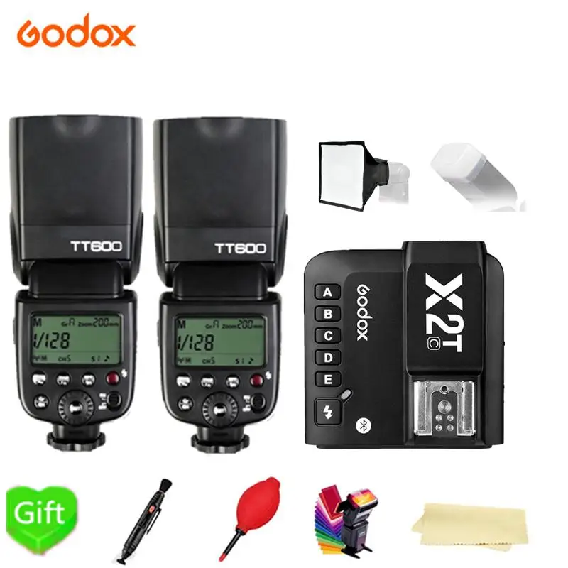 2X Godox TT600 TT600S 1/8000s Вспышка Speedlite 2 4 г Беспроводной + X2T-C/N/S/F/O/P вспышка триггера для