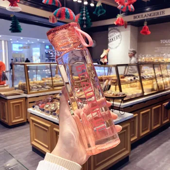 

Clear Thermal Water Bottle Infuser Hiking Portable Juice Glass Bottle Water Cute Girl Outdoor Garrafa Plastic Water JJ60SP