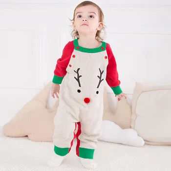 

New Born Winter Knitting Jumpsuit Newborn Baby Girls Boys Christmas Day Romper Knitted Infant Outfits 0 1sth Birthday Outfit