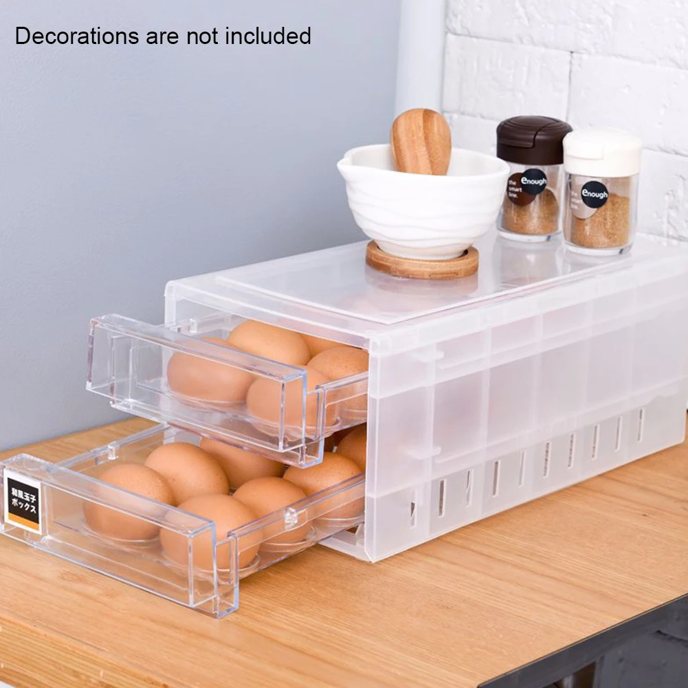 Контейнер-холодильник Crisper двухслойный ящик дизайн для хранения кухни 24 Сетки легко чистить влагостойкая коробка для яиц Органайзер