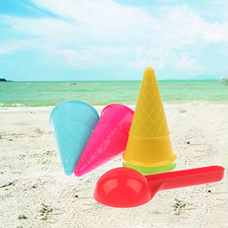 5 Pcs/lot Cute Ice Cream Cone Scoop Sets Beach Toys Sand Toy for Kids Children Educational Montessori Summer Play Set Game Gift