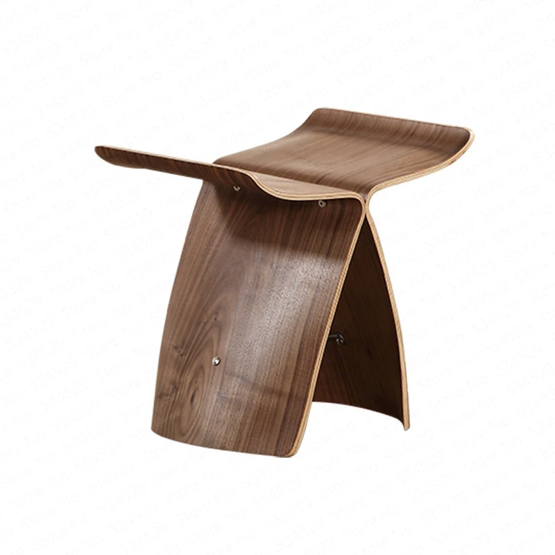 

European Curved Wooden Bench Living Room Shoe Bench Creative Solid Wood Butterfly Stool Foot Stool Home Adult