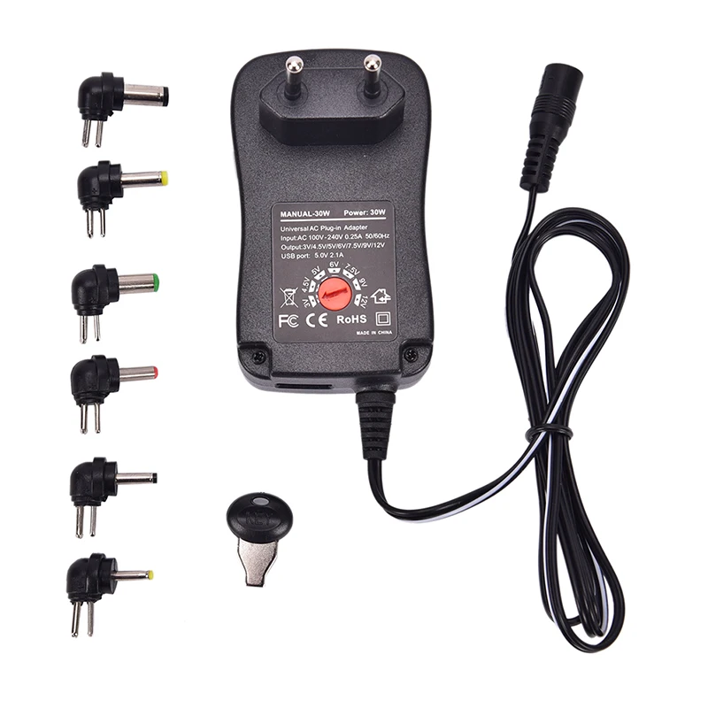 30W Universal AC/DC Power Supply Adapter Plug Charger Adaptor Kit 3/4.5/6/7.5/9/12V Accessories