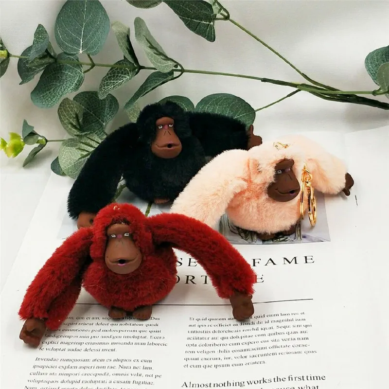 LLavero de muñecos de peluche mono mullido, llavero de piel sintética de dibujos animados para niños, llavero de juguete de cumpleaños, muñeco colgante de Animal, regalo para niños