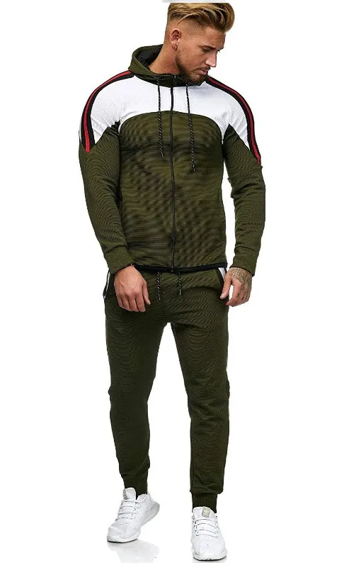 Green Set Men Брендовый мужской спортивный костюм, модная Толстовка с длинным рукавом, штаны для бега, спортивная одежда в стиле хип-хоп, 2 шт., Ensemble Homme, мужская одежда - Цвет: Green Set Men