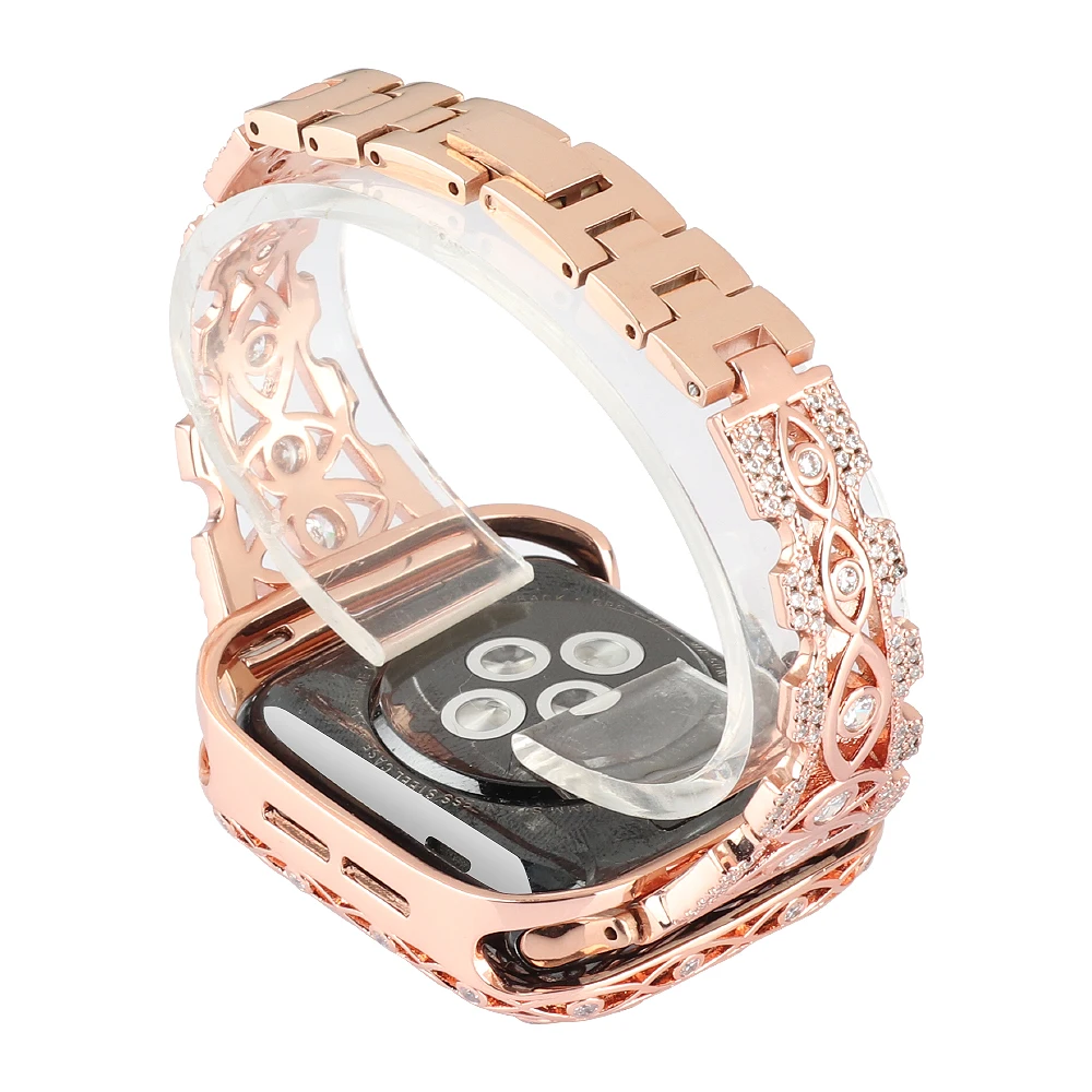 Amazon Series Apple Watch Rose Gold Band Luxury Diamond Strap For
