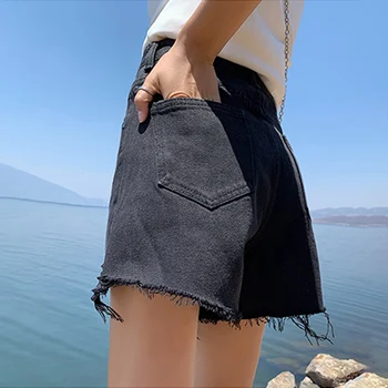 

Vintage High Waist Wide Leg Denim Shorts Women 2020 Jean Shorts Ladies Summer Irregular Loose Shorts