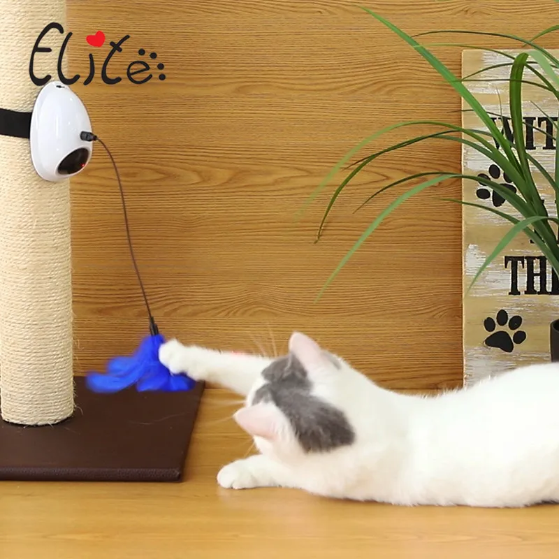 Elly Cat Лазерная Игрушка для питомца вращающиеся перьевые принадлежности для кошек тизер Douyin Стиль Знаменитостей кошачий альпинистский каркас электрические игрушки