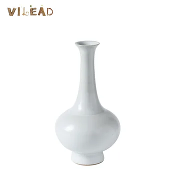 

VILEAD 24cm Ceramic White Vase Vintage Hydroponic Vase Classical Simple Living Room Dried Flower Vase Home Decoration