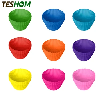 

12pcs/Set Silicone Cake Mold Round Shaped Muffin Cupcake Baking Molds Kitchen Cooking Bakeware Maker DIY Cake Decorating Tools