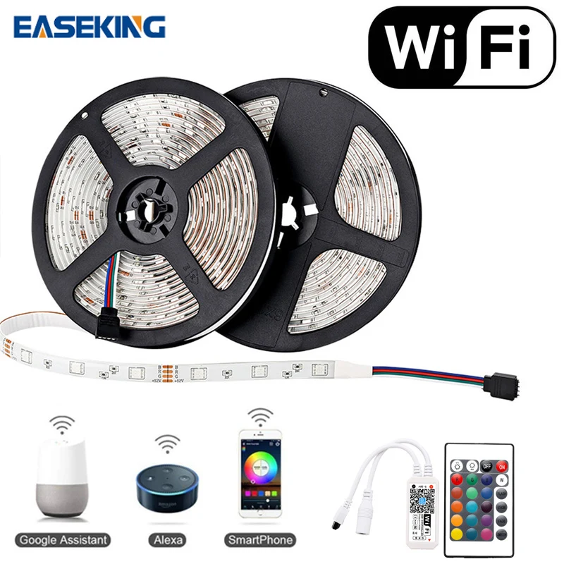 

Smart LED Strip Lights Works with Alexa APP Control Waterproof 16.4ft RGB LED Light Strip WiFi Sync with Music