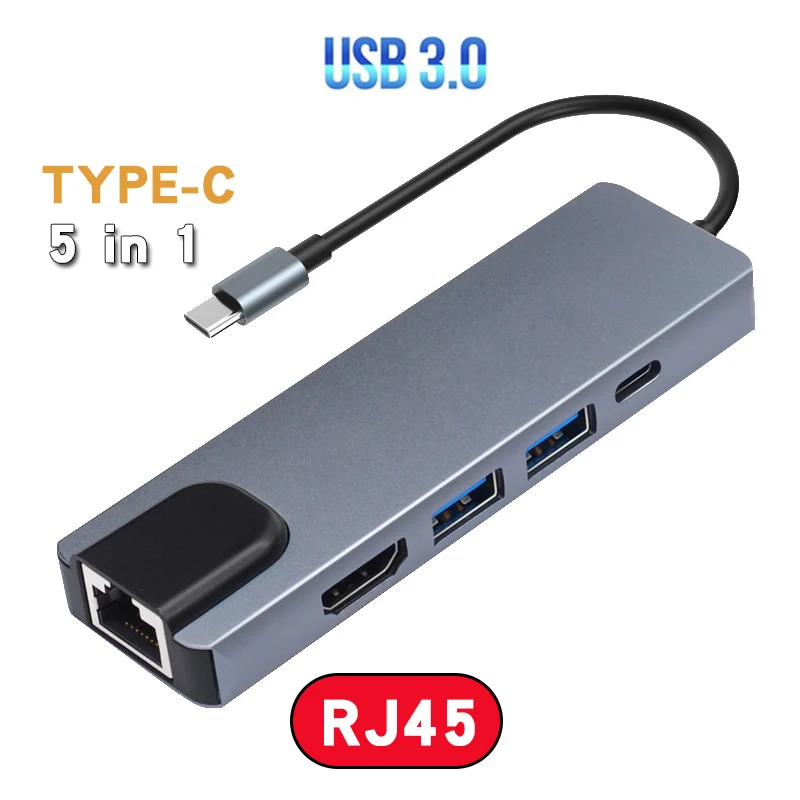 Hub Usb Di Tipo C Con Alimentatore Usb 3.0 Cablato Adattatori Per Docking Station Usb-C Multifunzione Splitter Plug And Play Switch Cavo