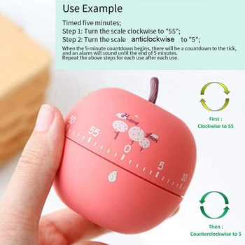 

2Pcs Kitchen Timer Can Be Fruit Kitchen Timer Apple Countdown Clock Time Management