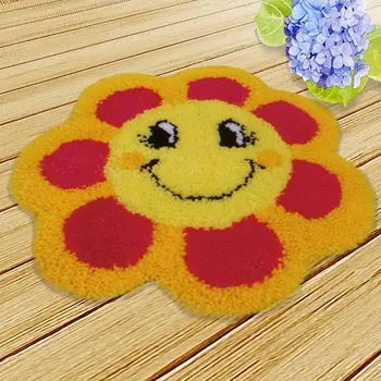 

Sunflower Latch Hook Cushion Rug Kits Unfinished Needlework Crafts Latch Hook Embroidery Mat DIY Decoration Latch Hook Carpet F