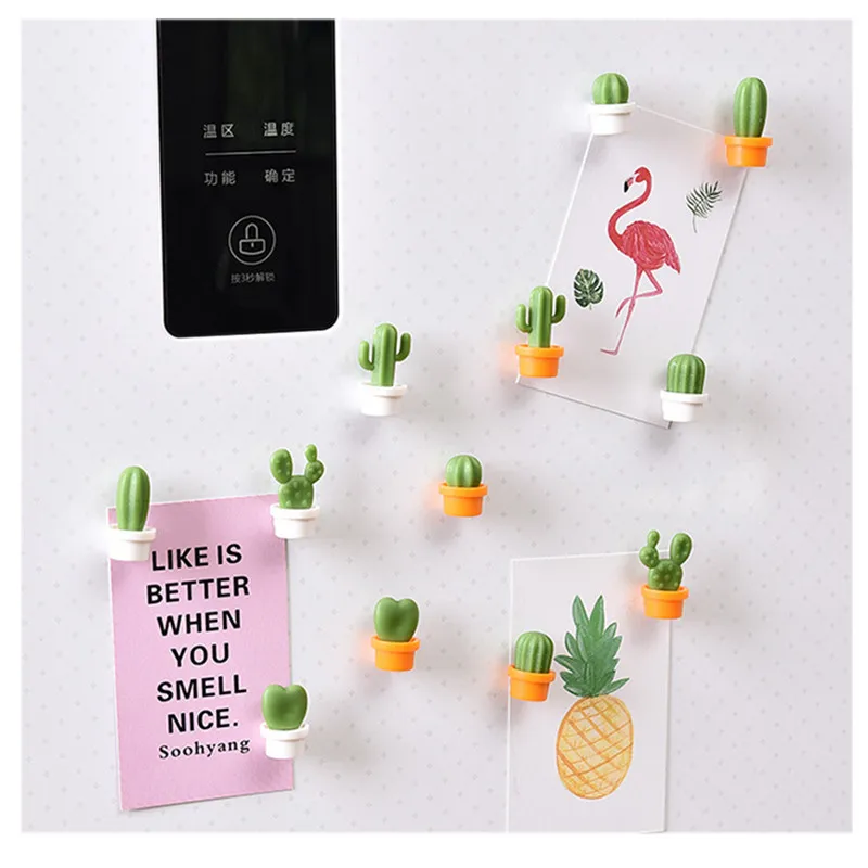 

6Pcs/Set Fridge Magnets Cute Succulent Plant Magnet Button Cactus Refrigerator Message Sticker Home Decor Kitchen Accessories