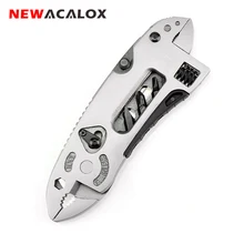 Многофункциональные плоскогубцы NEWACALOX, многофункциональные инструменты для выживания, набор мини-отверток, регулируемый гаечный ключ, гаечный ключ, карманный нож для ремонта