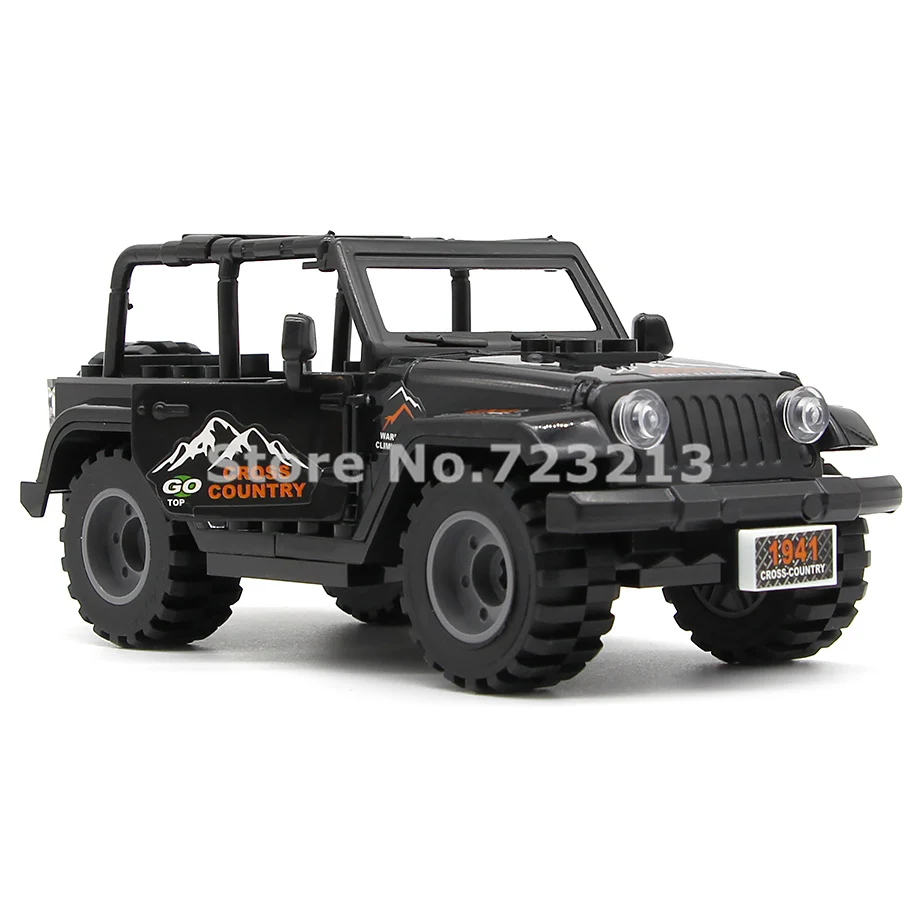 

Black Car Jeep Accessories MOC SWAT City Military Building Blocks Model Brick Educational Kits Toys for Children Legoing