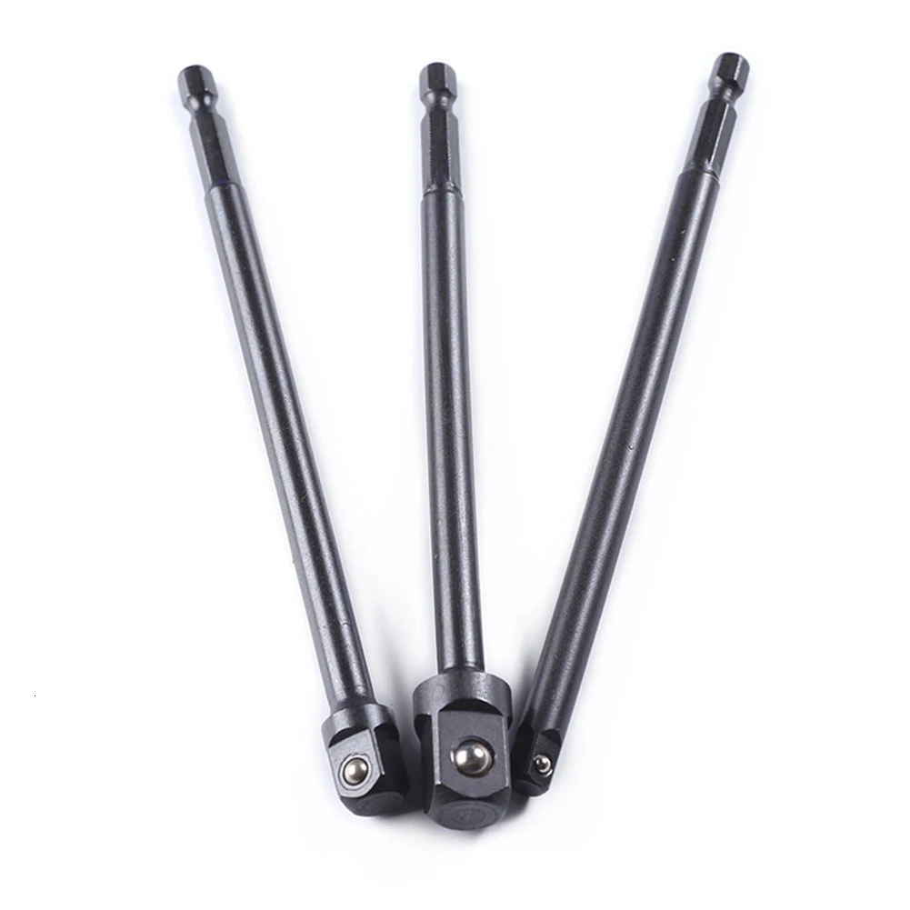 3 Pcs Socket Adapter Extension Set 1/4, 3/8/ 1/2" Impact Drive, CR-V Steel 6" Length Compatible With Power Drills Drivers