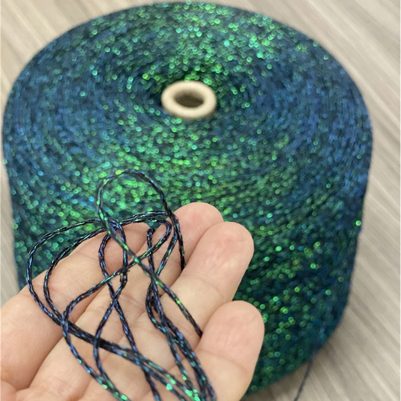 New Beautiful Shiny Gold Silver Silk Cotton Metallized Yarn Skein Tubular Hollow Crochet Yarn for Knitting Thread 500g X5345 3