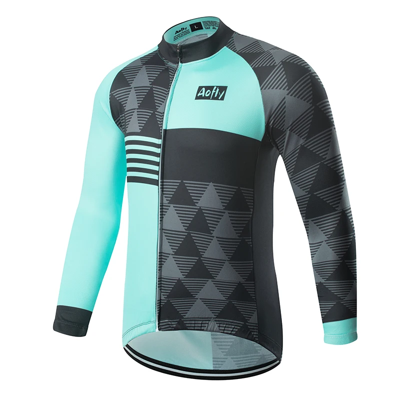 Thin top Aofly,, дышащая, с длинным рукавом, Pro Team, высокое качество, для велоспорта, Джерси, для горного велосипеда, одежда, сохраняет тепло, в тепле, флисовое пальто - Цвет: Thin top